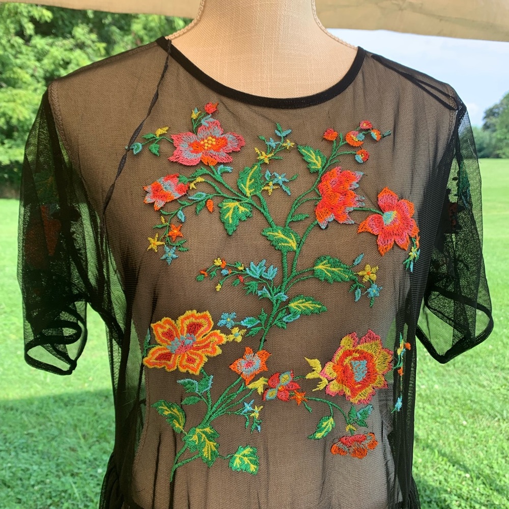 Zara Mesh embroidered dress - Picture 5 of 8